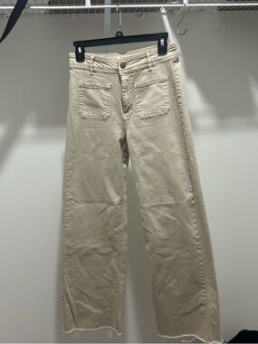 Oat New York Wide Leg Jeans in Light Beige